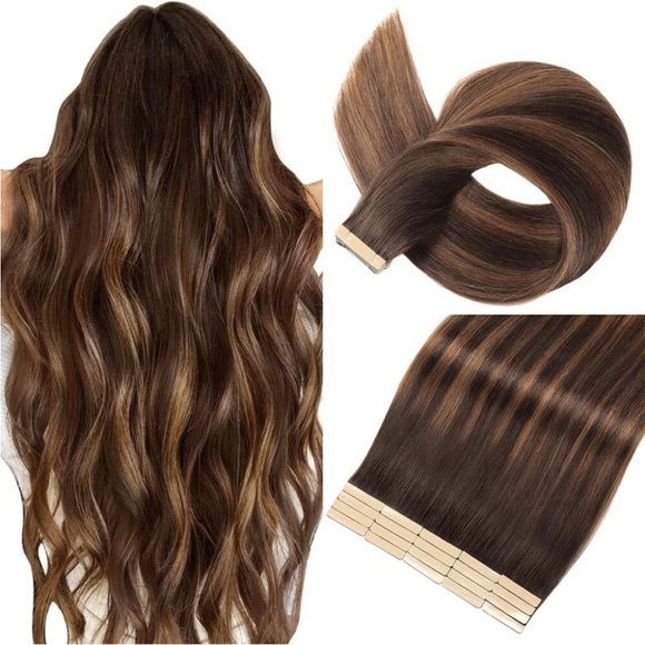 New 20Pcs 14 Inch Dark Brown to Chestnut Brown Tape-in Hair Extensions